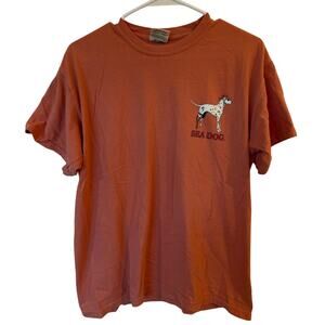 Sea Dog Short Sleeve Graphic Print Tee Shirt Cotton Orange Women's Size Medium